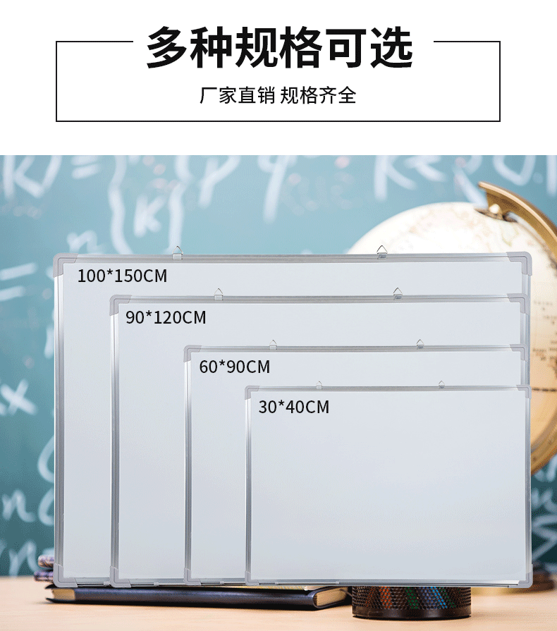 Temino Whiteboard Hanging Factory Wholesale Training Magnetic Double-Sided Writing Board Teaching Meeting Whiteboard Discussion Small Blackboard