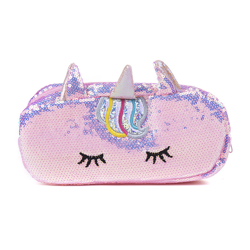 Professional Customized Creative Pencil Case Unicorn Sequins Laser Cute Cartoon Change Purse Female Pencil Case Zipper Handbag