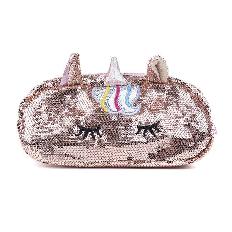 Professional Customized Creative Pencil Case Unicorn Sequins Laser Cute Cartoon Change Purse Female Pencil Case Zipper Handbag