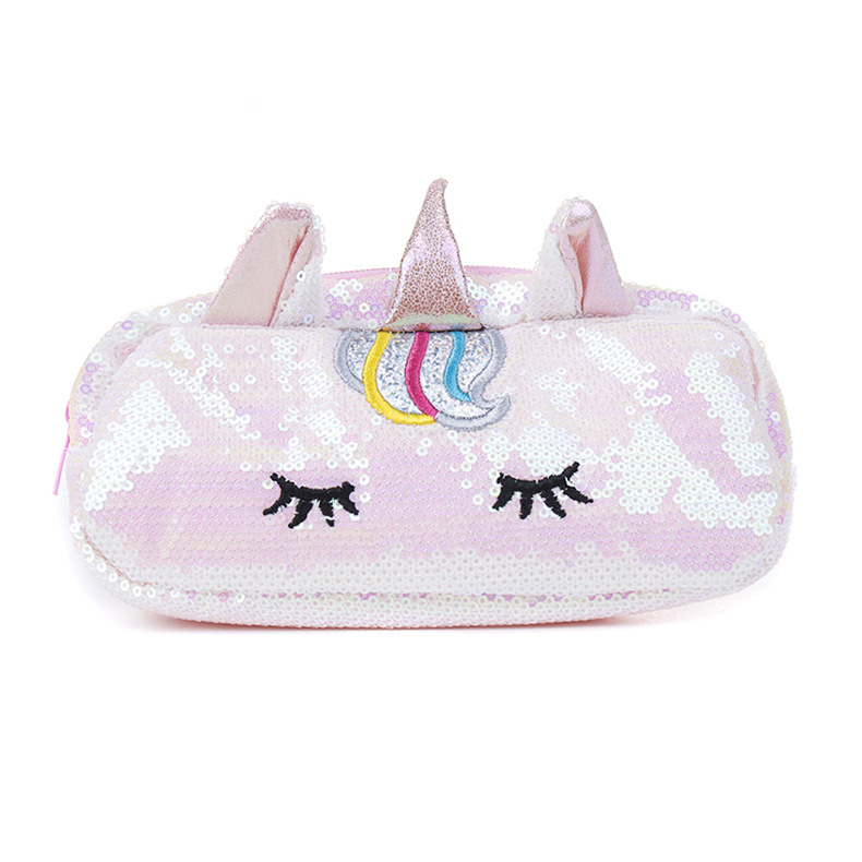 Professional Customized Creative Pencil Case Unicorn Sequins Laser Cute Cartoon Change Purse Female Pencil Case Zipper Handbag