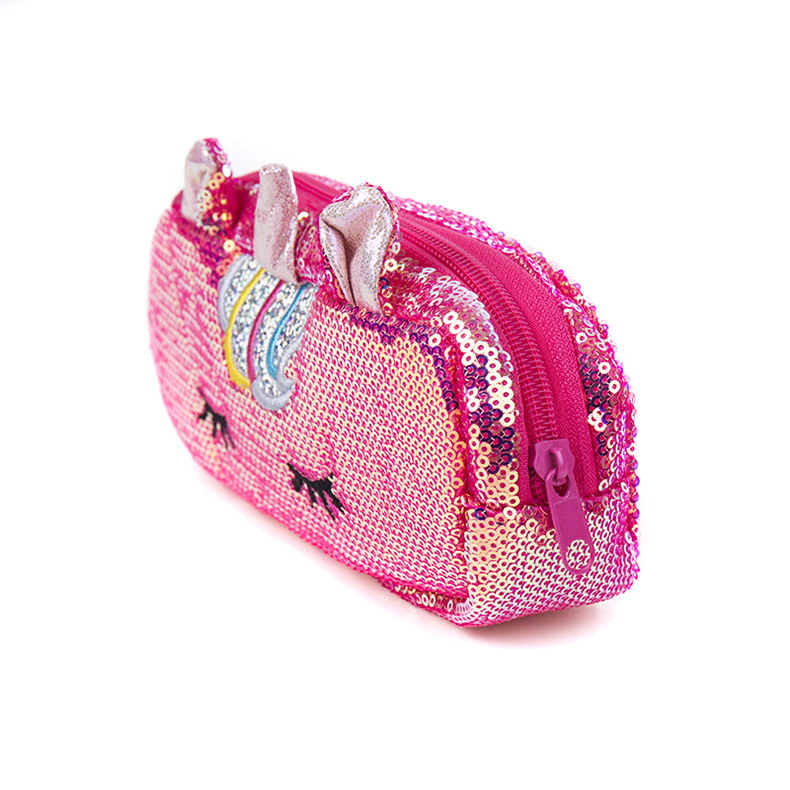 Professional Customized Creative Pencil Case Unicorn Sequins Laser Cute Cartoon Change Purse Female Pencil Case Zipper Handbag