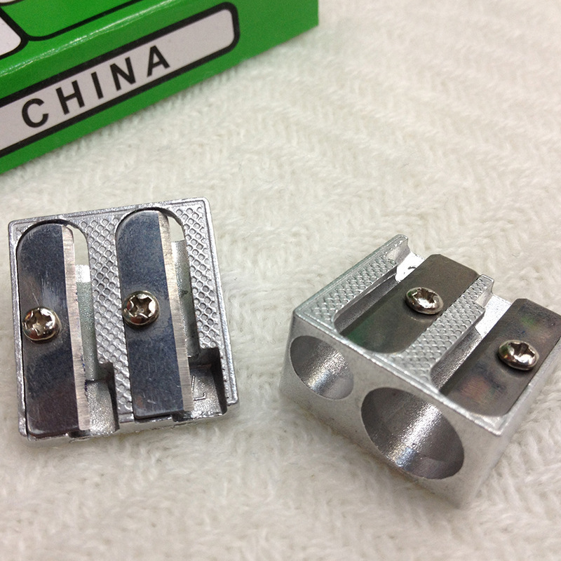 Creative zinc double hole bevel pencil sharpener pencil sharpener children mini pencil sharpener primary school manual pencil sharpener