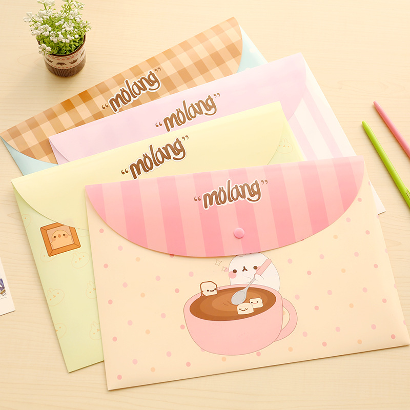 Korean Style Student Cute A4 Examination Paper File Bag Fresh Floral Transparent Folder Snap Button Information Bag Office Supplies