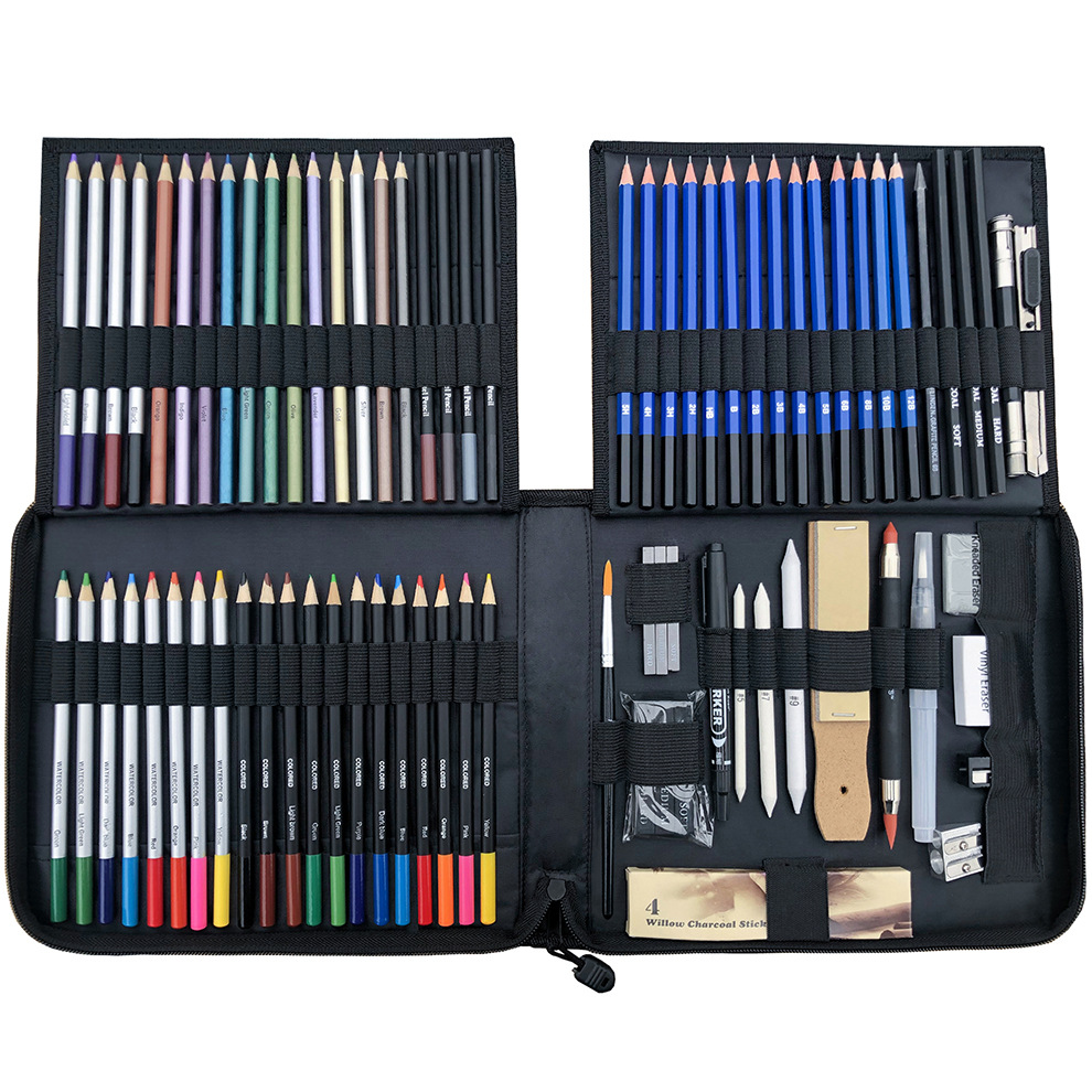 SOURCE Factory 83 Pieces Professional Drawing Color Lead Sketch Pencil Set Art Professional Painting Supplies Drawing Sets Batch