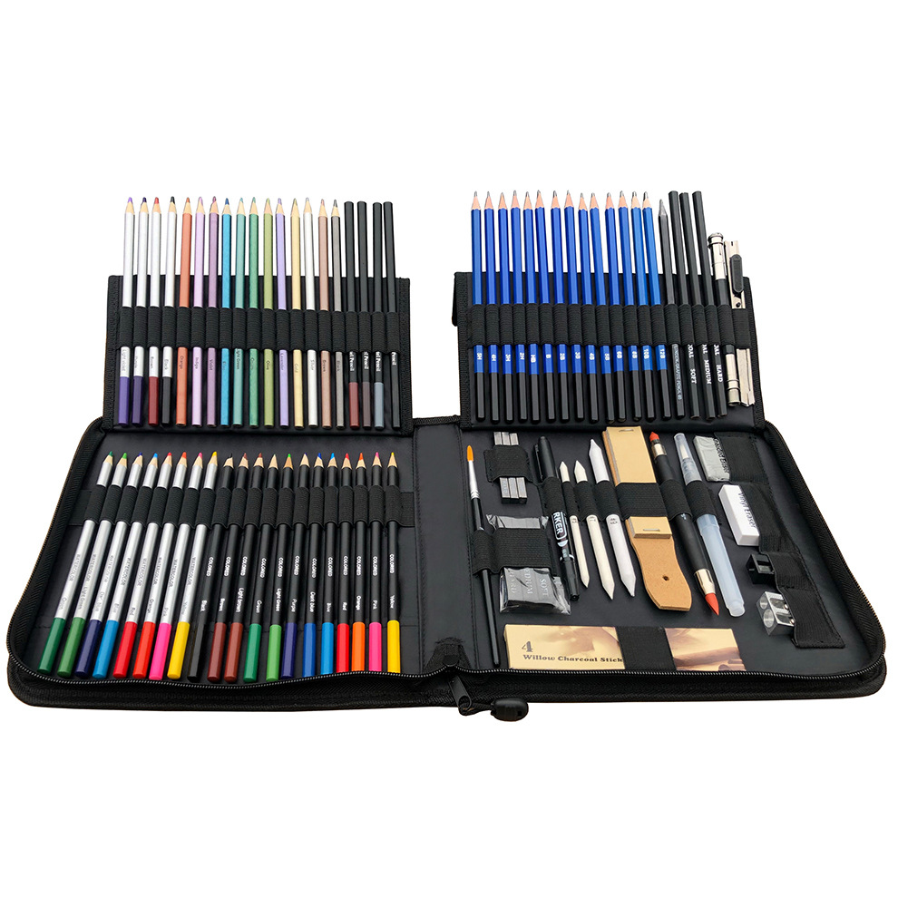 SOURCE Factory 83 Pieces Professional Drawing Color Lead Sketch Pencil Set Art Professional Painting Supplies Drawing Sets Batch