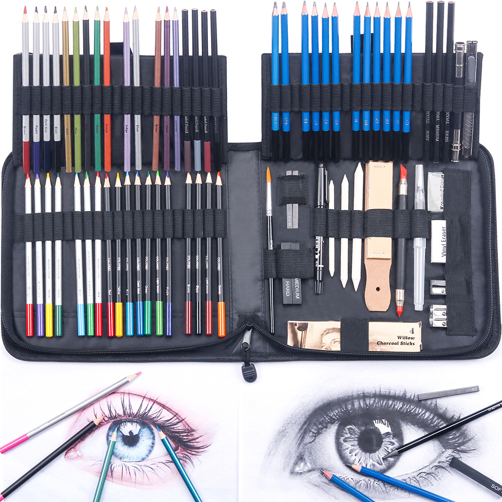 SOURCE Factory 83 Pieces Professional Drawing Color Lead Sketch Pencil Set Art Professional Painting Supplies Drawing Sets Batch