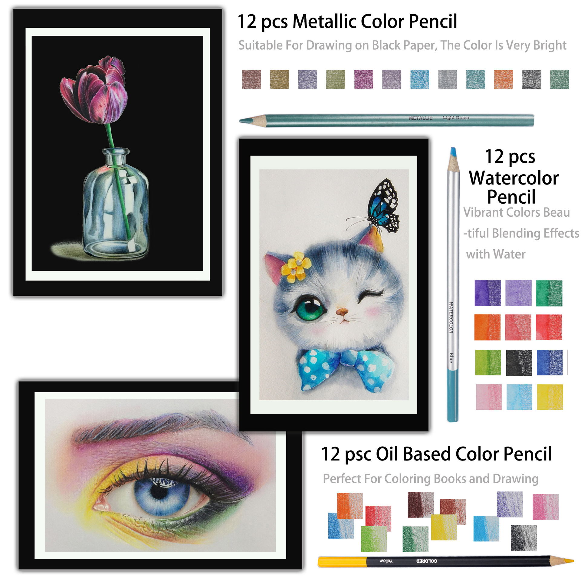 SOURCE Factory 83 Pieces Professional Drawing Color Lead Sketch Pencil Set Art Professional Painting Supplies Drawing Sets Batch