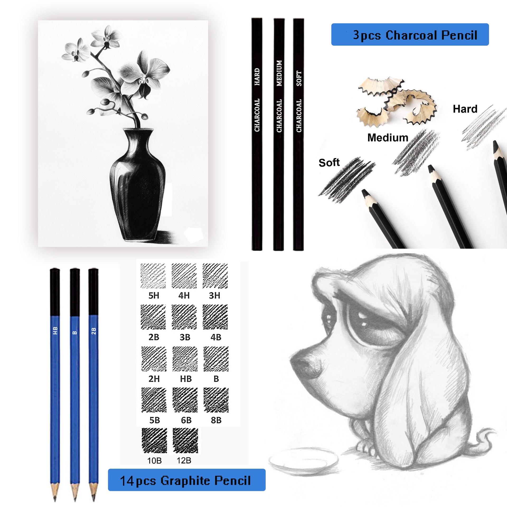 SOURCE Factory 83 Pieces Professional Drawing Color Lead Sketch Pencil Set Art Professional Painting Supplies Drawing Sets Batch
