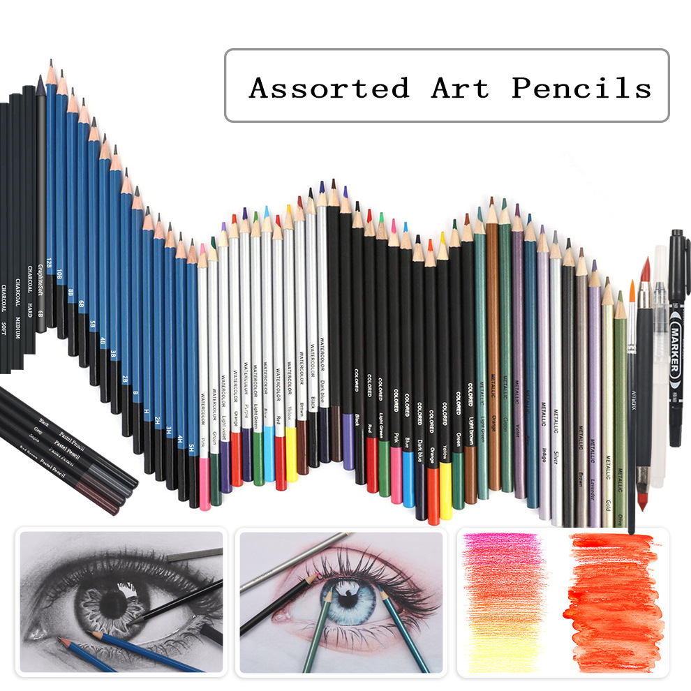 SOURCE Factory 83 Pieces Professional Drawing Color Lead Sketch Pencil Set Art Professional Painting Supplies Drawing Sets Batch