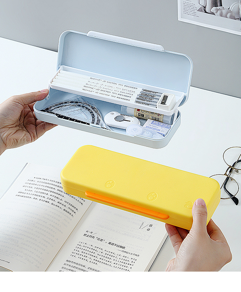 Japanese Style Simple Primary School Student Macaron Large Capacity Lovely Pencil Box Double-Layer Stationery Multi-Functional Children's Stationery Box Japanese Style Simple Primary School Student Macaron Large Capacity Lovely Pencil Box Double-Layer Stationery Multi-Functional Children's Stationery Box