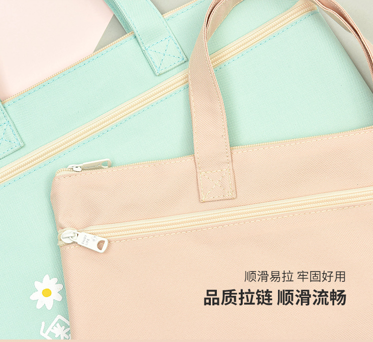 Portable Document Bag B4 Double Zipper Student Large Capacity Multi-Layer Canvas Women's Simple Portable Information Bag Wholesale