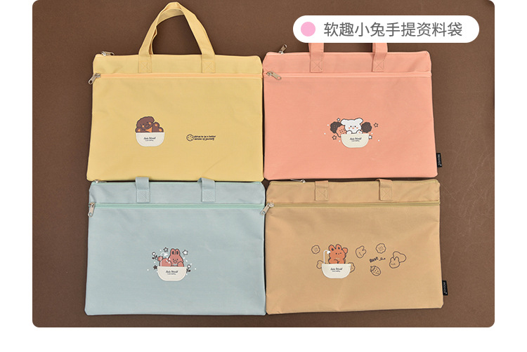 Portable Document Bag B4 Double Zipper Student Large Capacity Multi-Layer Canvas Women's Simple Portable Information Bag Wholesale