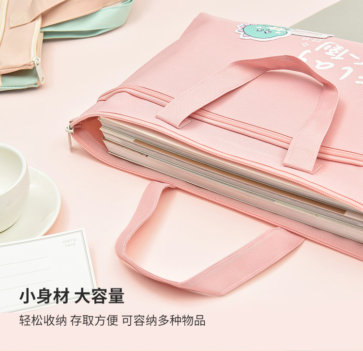 Portable Document Bag B4 Double Zipper Student Large Capacity Multi-Layer Canvas Women's Simple Portable Information Bag Wholesale