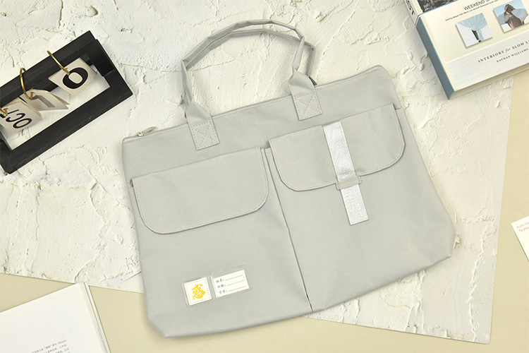 Portable Document Bag B4 Double Zipper Student Large Capacity Multi-Layer Canvas Women's Simple Portable Information Bag Wholesale