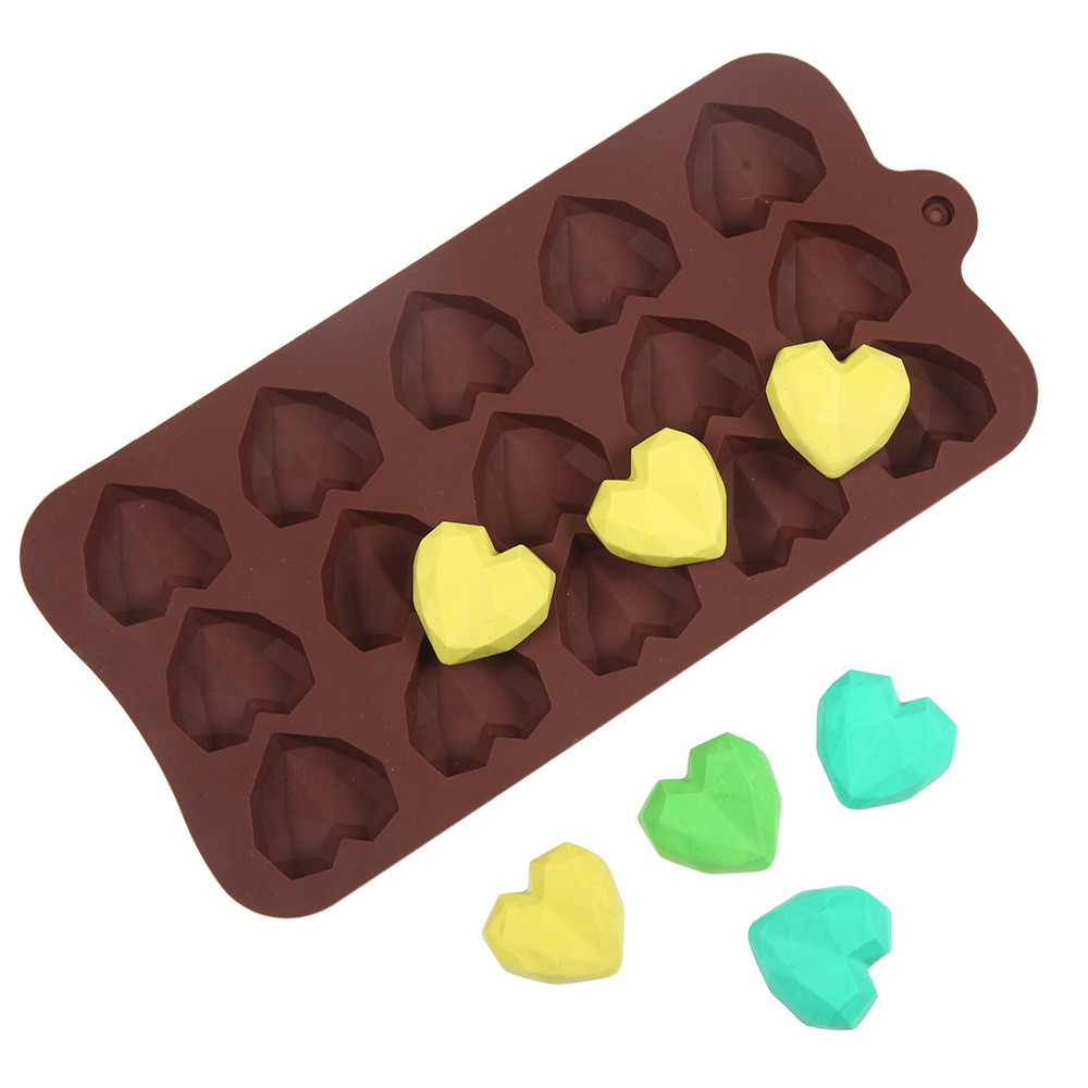 15-Piece Diamond Love Chocolate Mold Insert Candle Fondant Epoxy Cookie Cutter Jelly/Pudding Mold