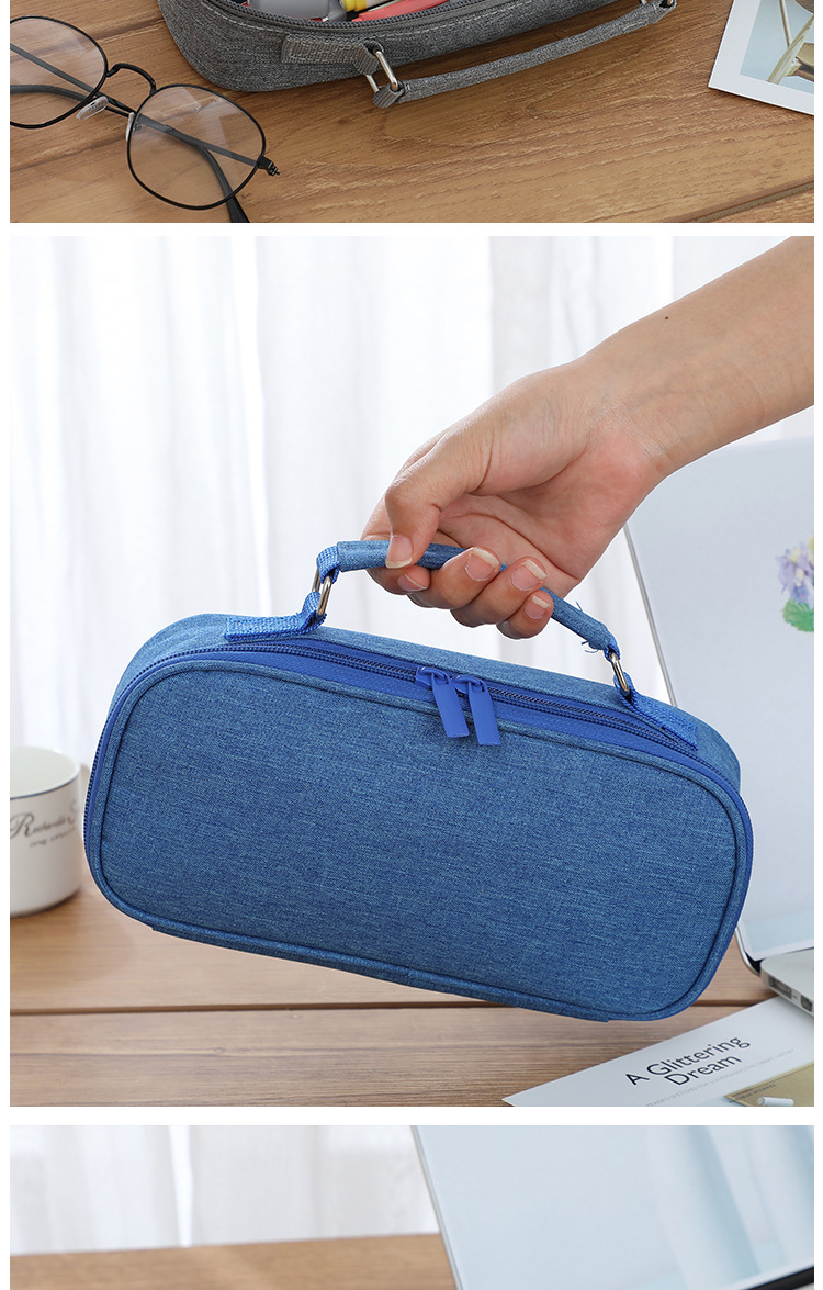 Cross-Border Simple Pencil Case Men's Large Capacity Multifunctional Stationery Box High School and College Student Women's Pencil Box Multi-Layer Wholesale