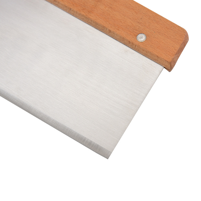 Wood Handle Flour Cutter Stainless Steel Dough Scraper Dough Cutting Rice Noodles Scraper Baking Tool Customizable