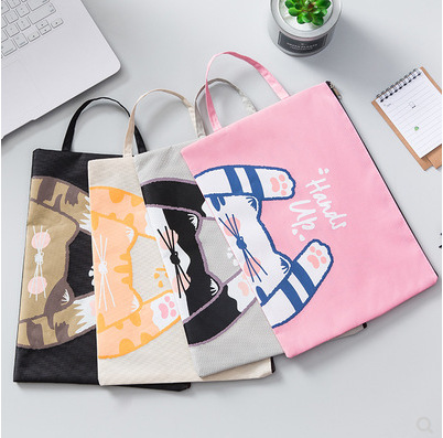 Korean Style Creative Portable Large Capacity Oxford Cloth Document Bag Student Information Bag Zipper Storage Bag