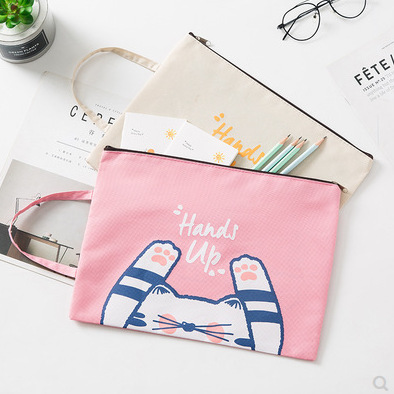 Korean Style Creative Portable Large Capacity Oxford Cloth Document Bag Student Information Bag Zipper Storage Bag