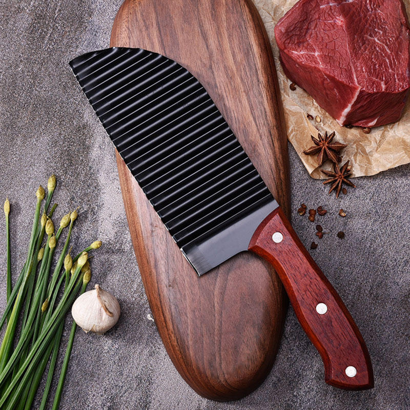 Yangjiang Wolf Tooth Potato Knife French Fries Knife Wave Edge Knife Potato Cutter Stainless Steel Knife Embossing Sliced Potato Ripple Knife