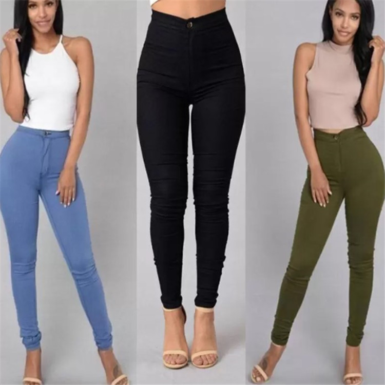 European and American Independent Station New Women's Solid Color Stretch Candy Color Pencil Slim Skinny Pants