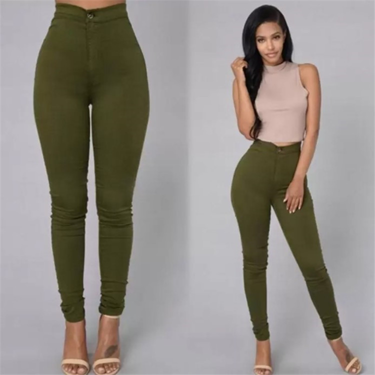 European and American Independent Station New Women's Solid Color Stretch Candy Color Pencil Slim Skinny Pants