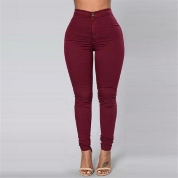 European and American Independent Station New Women's Solid Color Stretch Candy Color Pencil Slim Skinny Pants