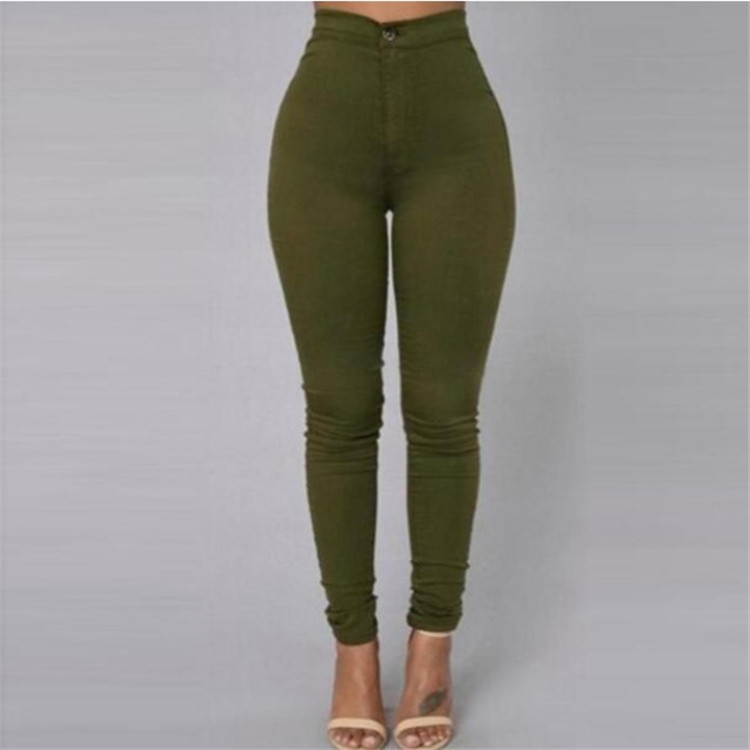 European and American Independent Station New Women's Solid Color Stretch Candy Color Pencil Slim Skinny Pants