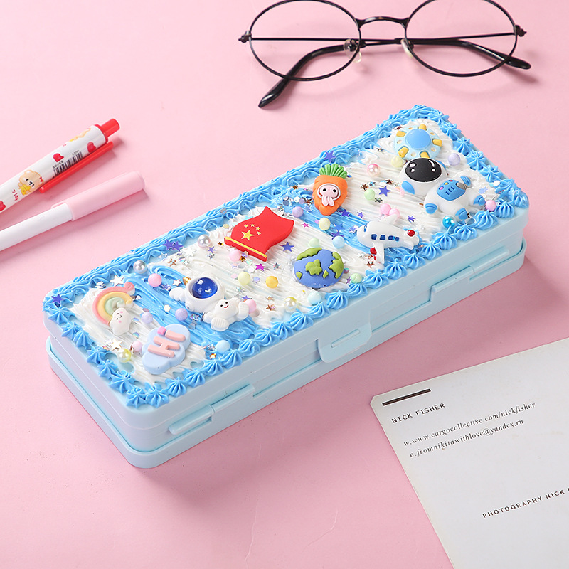 Double-Layer Stationery Box Children Cream Glue Handmade DIY Pencil Box Material Package Primary School Boys And Girls Birthday Gift