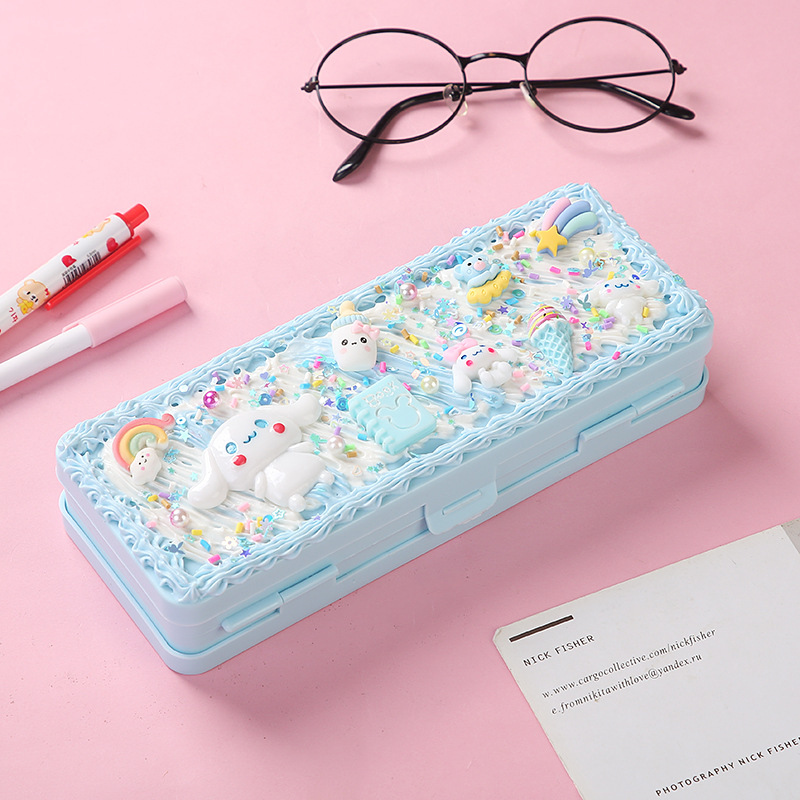 Double-Layer Stationery Box Children Cream Glue Handmade DIY Pencil Box Material Package Primary School Boys And Girls Birthday Gift