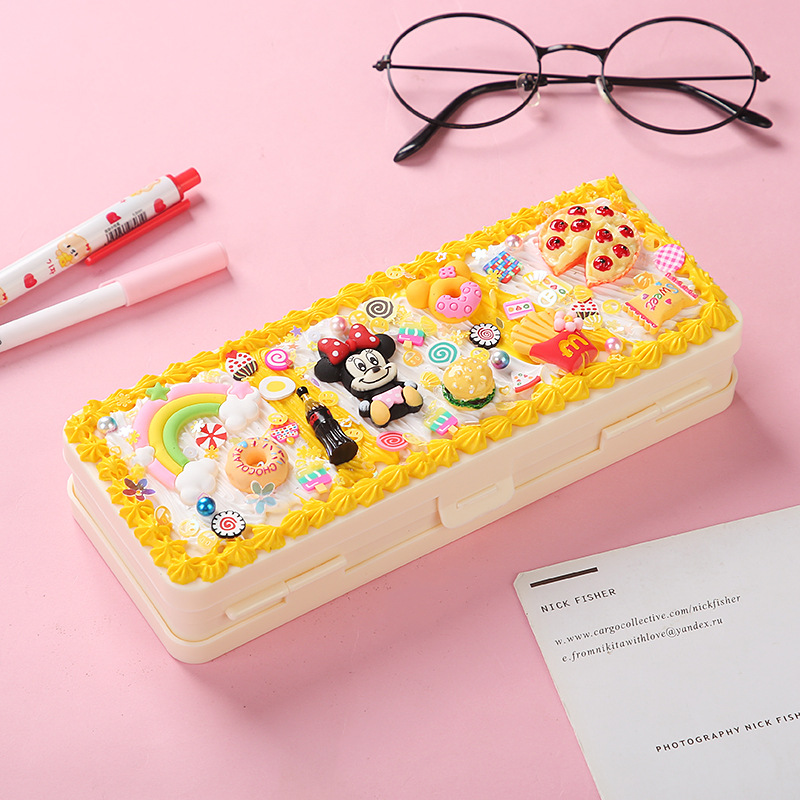 Double-Layer Stationery Box Children Cream Glue Handmade DIY Pencil Box Material Package Primary School Boys And Girls Birthday Gift