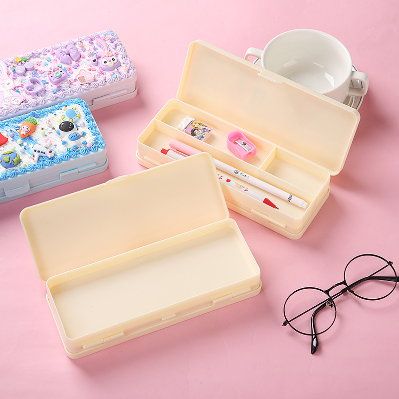 Double-Layer Stationery Box Children Cream Glue Handmade DIY Pencil Box Material Package Primary School Boys And Girls Birthday Gift