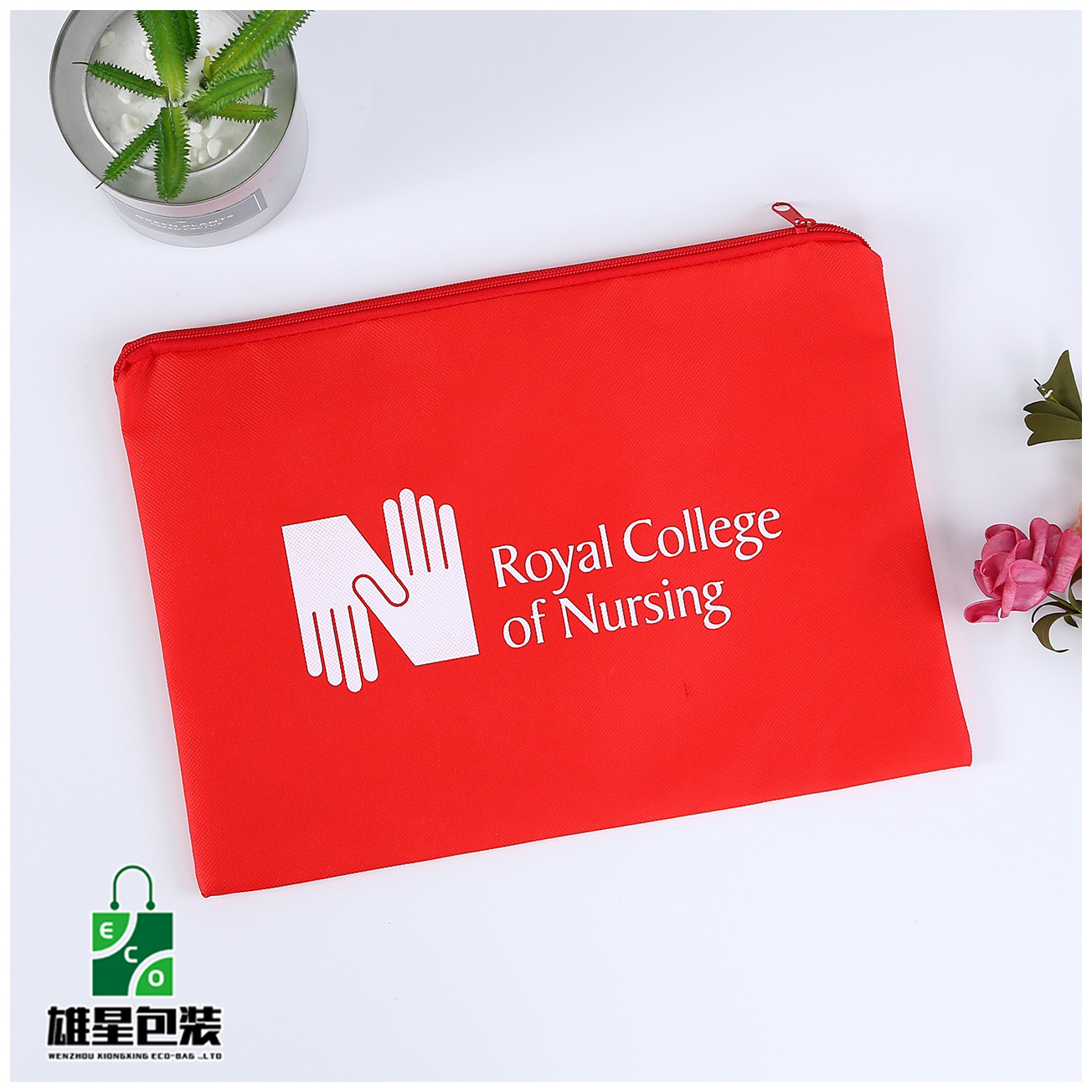 Factory Customized Laminated Non-Woven Fabric Zipper Bag Student Pencil Stationery Box Pp Envelope Bag Fashion Simple Logo