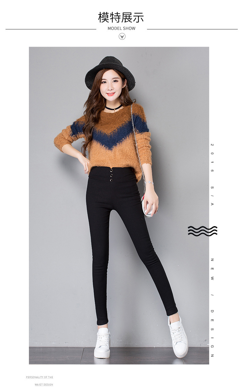 Spring High Waist Outerwear Leggings Stretch Cropped Tights Women's Pencil Pants Summer Slimming Skinny Pants Button