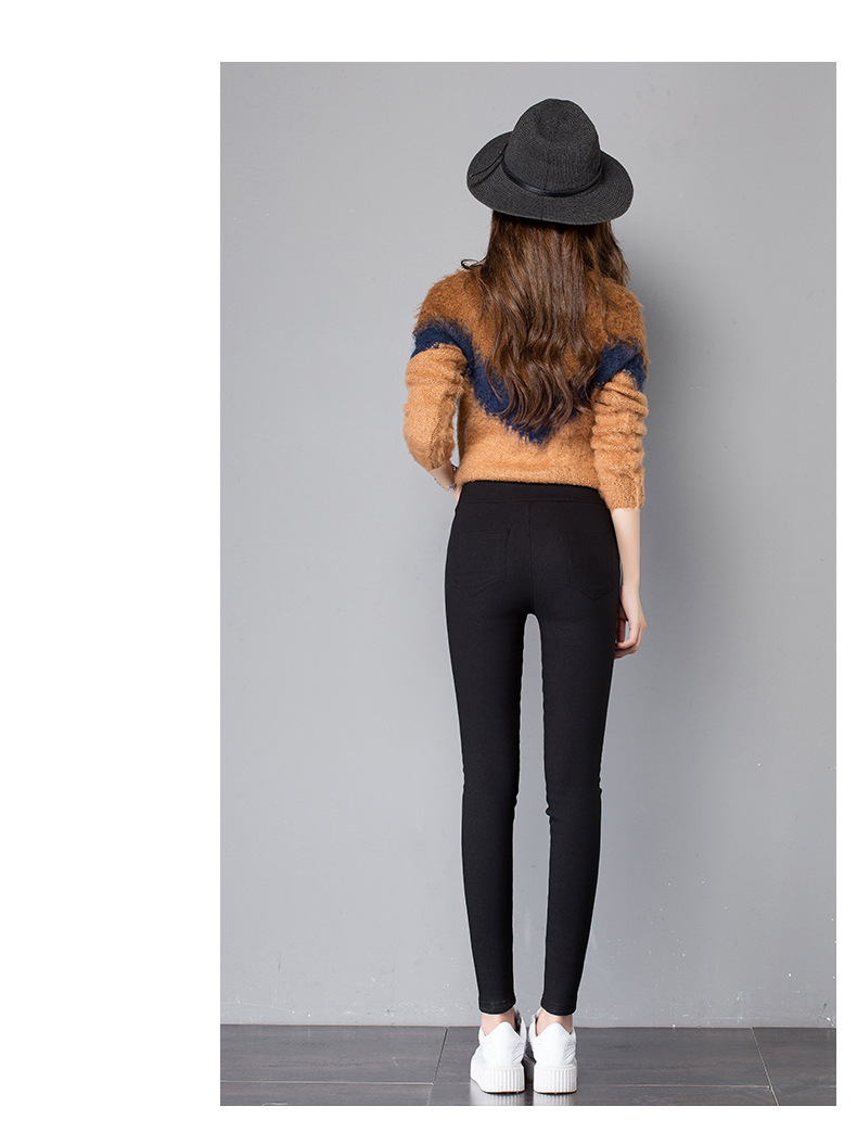 Spring High Waist Outerwear Leggings Stretch Cropped Tights Women's Pencil Pants Summer Slimming Skinny Pants Button