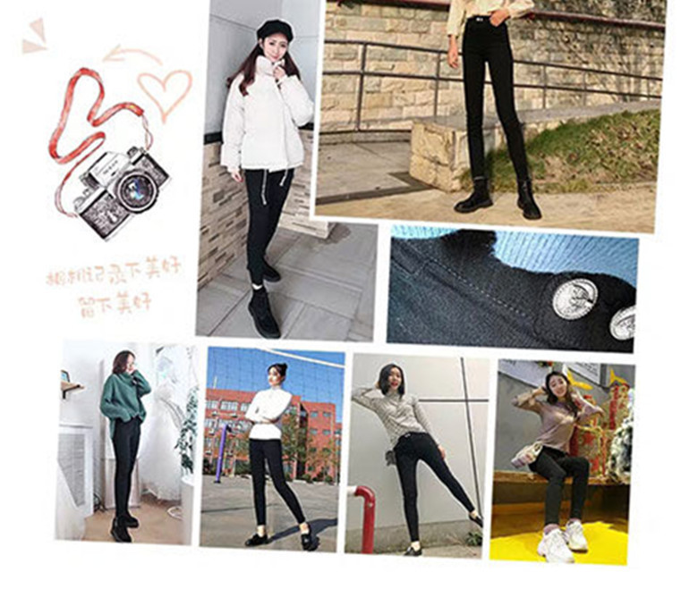 Spring High Waist Outerwear Leggings Stretch Cropped Tights Women's Pencil Pants Summer Slimming Skinny Pants Button