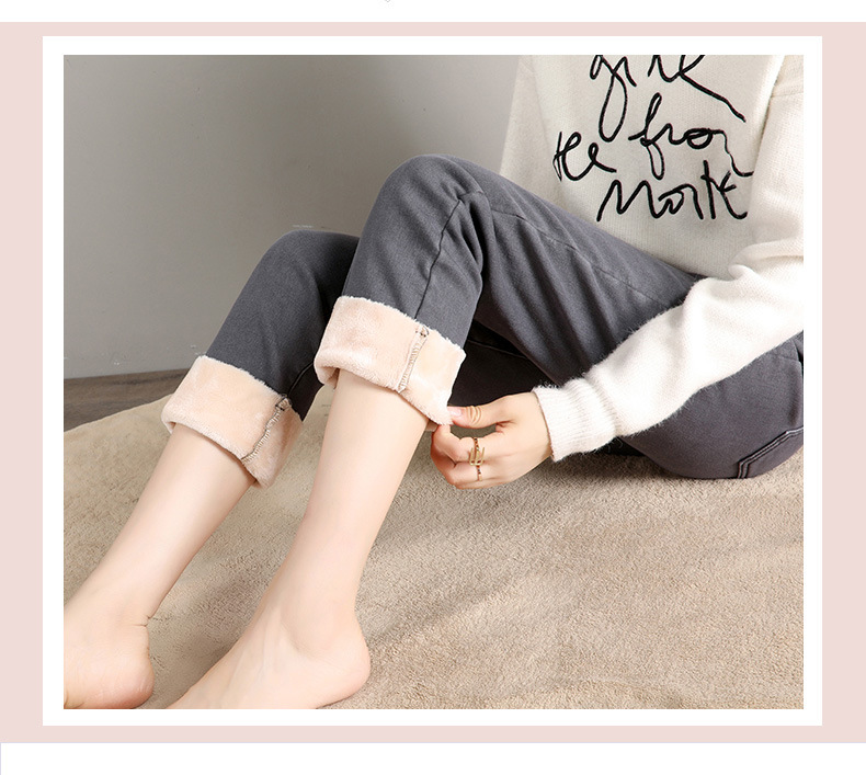 and Winter Jeans Women Fleece Thickened Korean Style New Large Size High Waist Slim Fit Tappered Pencil Pants Black and Winter Jeans Women Fleece Thickened Korean Style New Large Size High Waist Slim Fit Tappered Pencil Pants Black