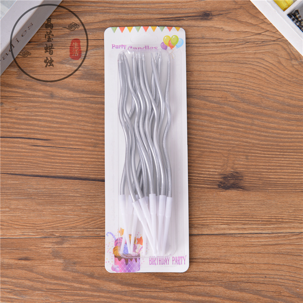 Rainbow Curve Birthday Cake Candle Small Fresh Color Pencil Candle Creative Style Cake Decoration