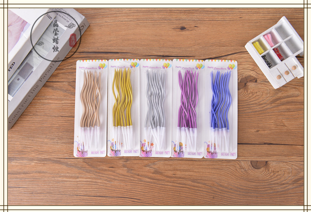 Rainbow Curve Birthday Cake Candle Small Fresh Color Pencil Candle Creative Style Cake Decoration