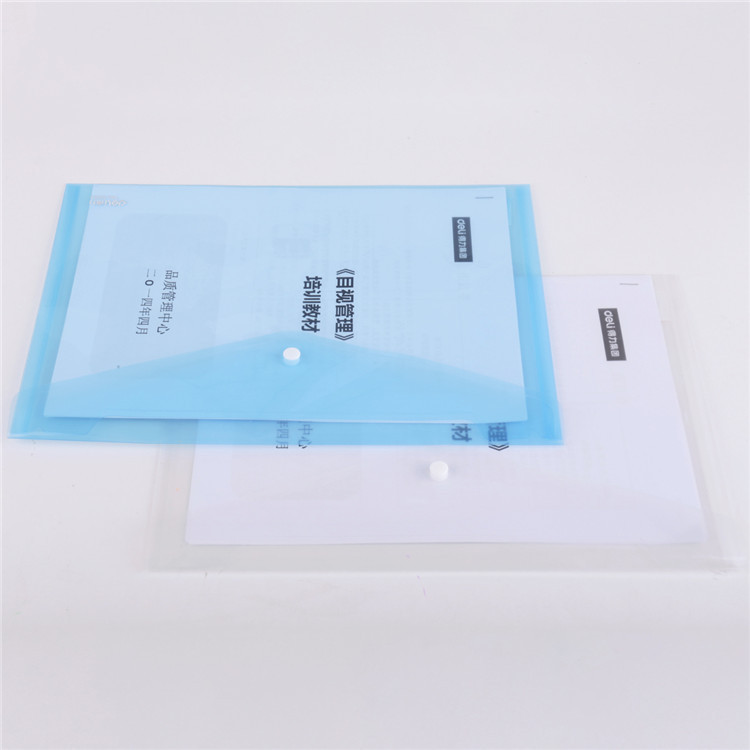 Deli 5505 Transparent File Bag Information Bag A4 File Bag Thickened File Bag Plastic Snap File for Students