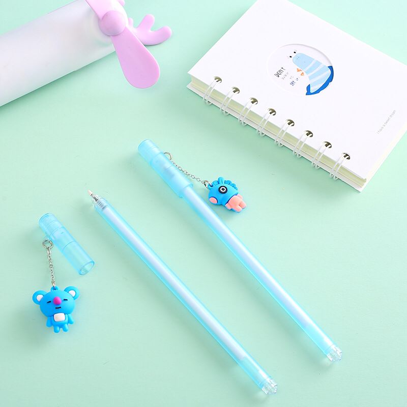 Creative New Cute Animal Pendant Transparent Color Rod Gel Pen Girl Heart Pendant Water-Based Paint Pen Student Pen
