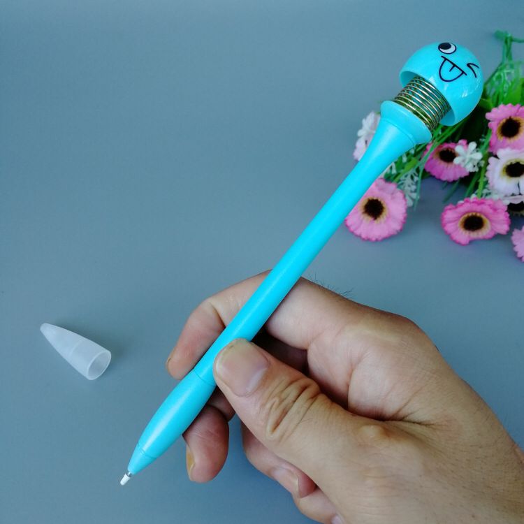 Creative Mood Decompression Spring Bobble Head Doll Gel Pen Customized Super Cute Q Cartoon Expression Pack Gift Advertising Marker