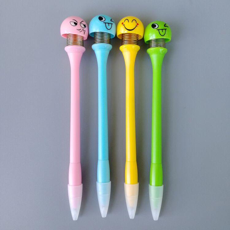Creative Mood Decompression Spring Bobble Head Doll Gel Pen Customized Super Cute Q Cartoon Expression Pack Gift Advertising Marker