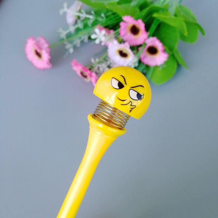 Creative Mood Decompression Spring Bobble Head Doll Gel Pen Customized Super Cute Q Cartoon Expression Pack Gift Advertising Marker
