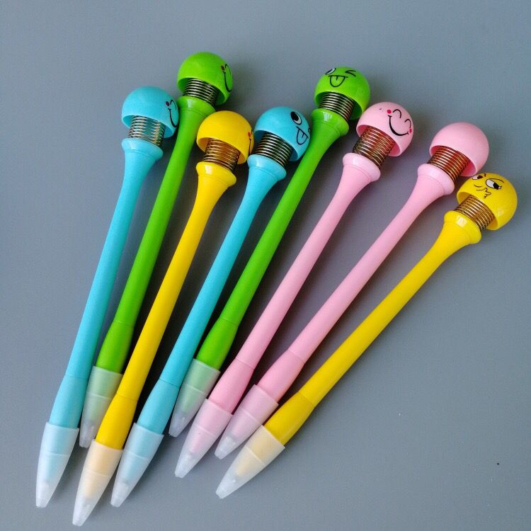 Creative Mood Decompression Spring Bobble Head Doll Gel Pen Customized Super Cute Q Cartoon Expression Pack Gift Advertising Marker