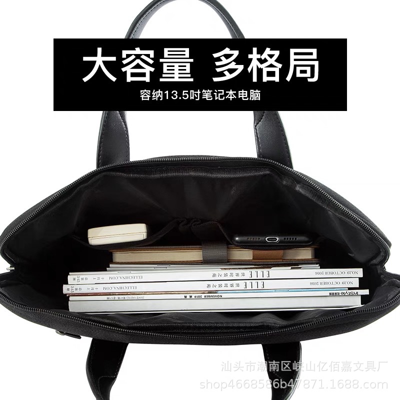 Angte Portable Document Bag Canvas Zipper Conference Information Bag Large Capacity Business Office File Bag Printable Logo