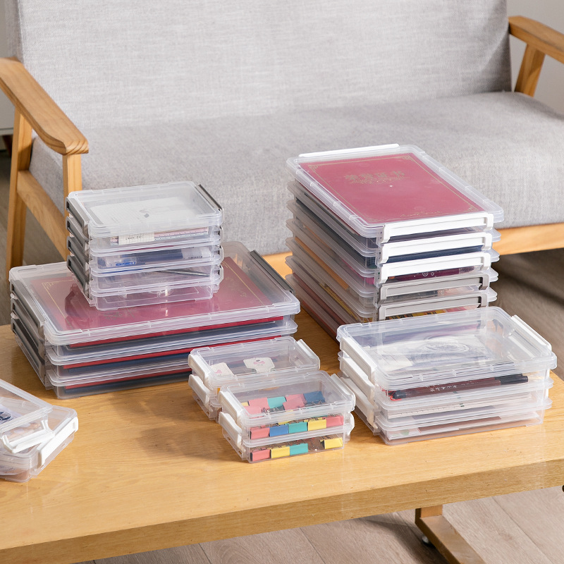 Household Certificate Storage Bag and Storage Box A4 Transparent File Box Put Important Documents Household Register Box Information Organizing Folders