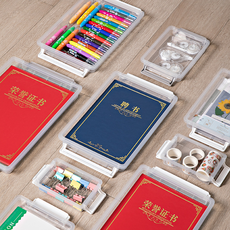 Household Certificate Storage Bag and Storage Box A4 Transparent File Box Put Important Documents Household Register Box Information Organizing Folders