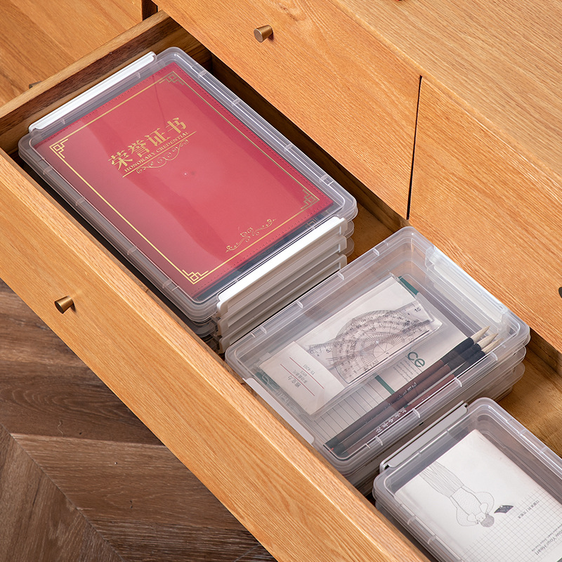 Household Certificate Storage Bag and Storage Box A4 Transparent File Box Put Important Documents Household Register Box Information Organizing Folders