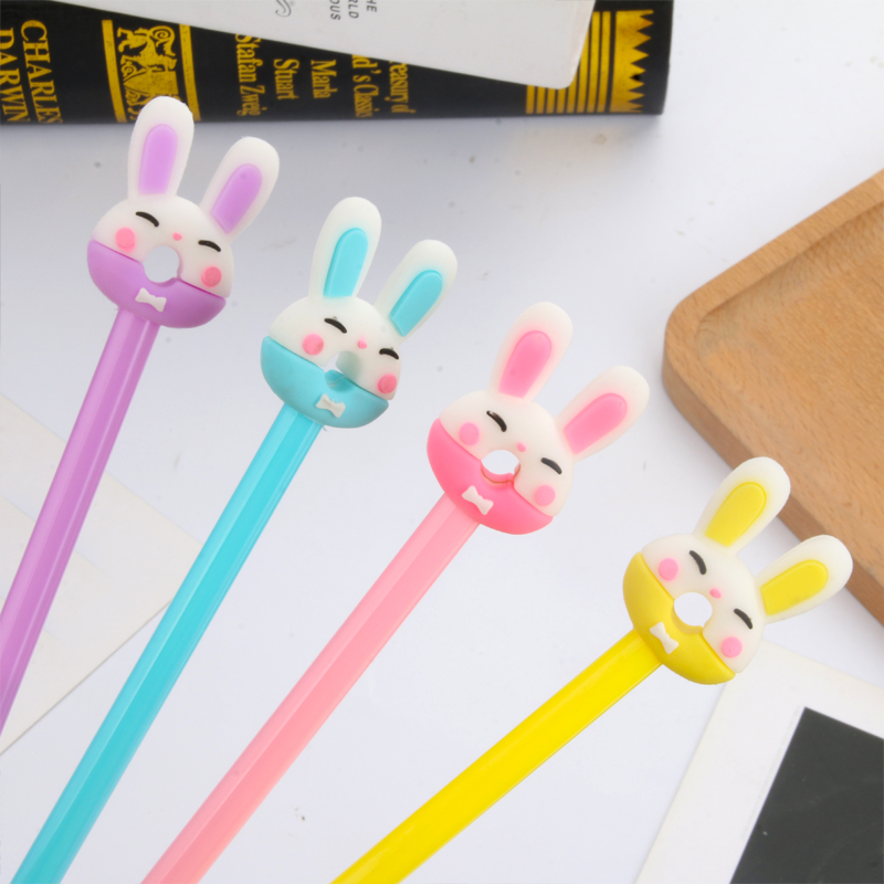 Japanese and Korean Creative New Creative Cartoon Rabbit Black Gel Pen Student Stationery Wholesale